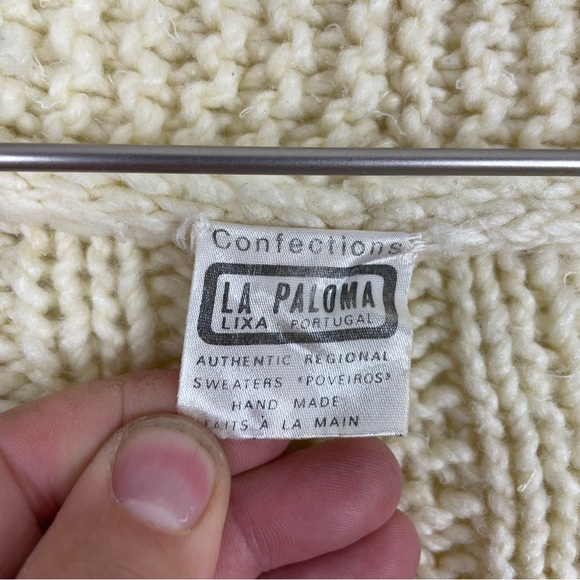 Vintage Hand Knit Womens Fisherman Style Cardigan Sweater Jacket - Picture 3 of 4